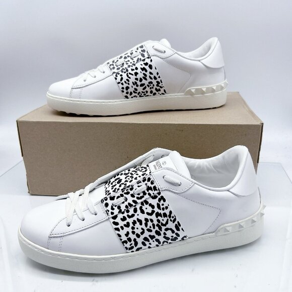 VALENTINO GARAVANI Rockstud Untitled Leopard Sneaker Men White Leather EU42 US 9 - Picture 3 of 15